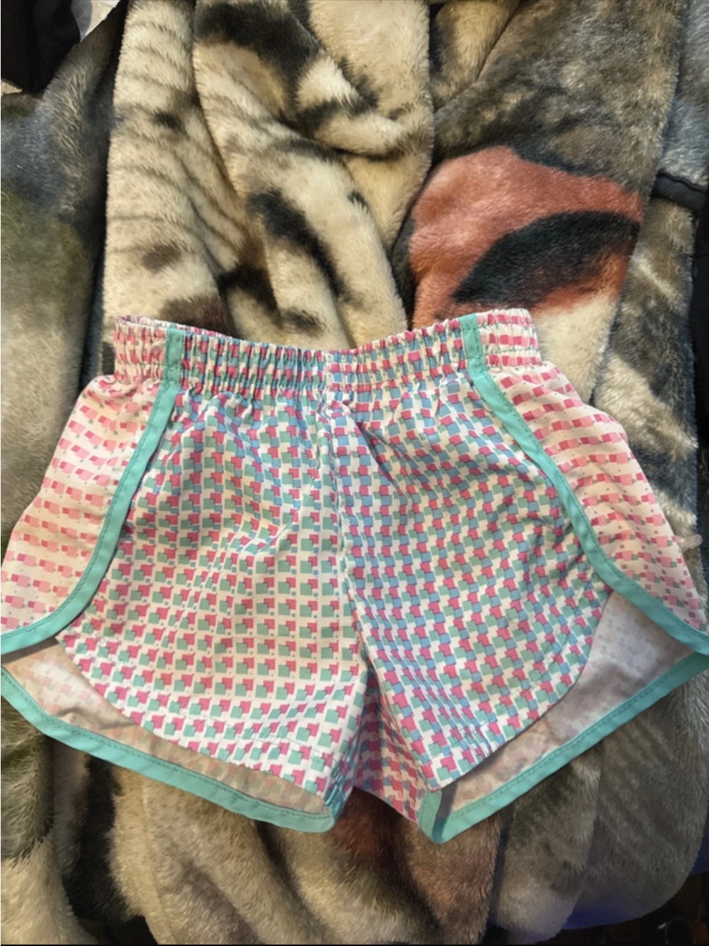 Nike Pink & Aqua Patterned Women's Athletic Shorts